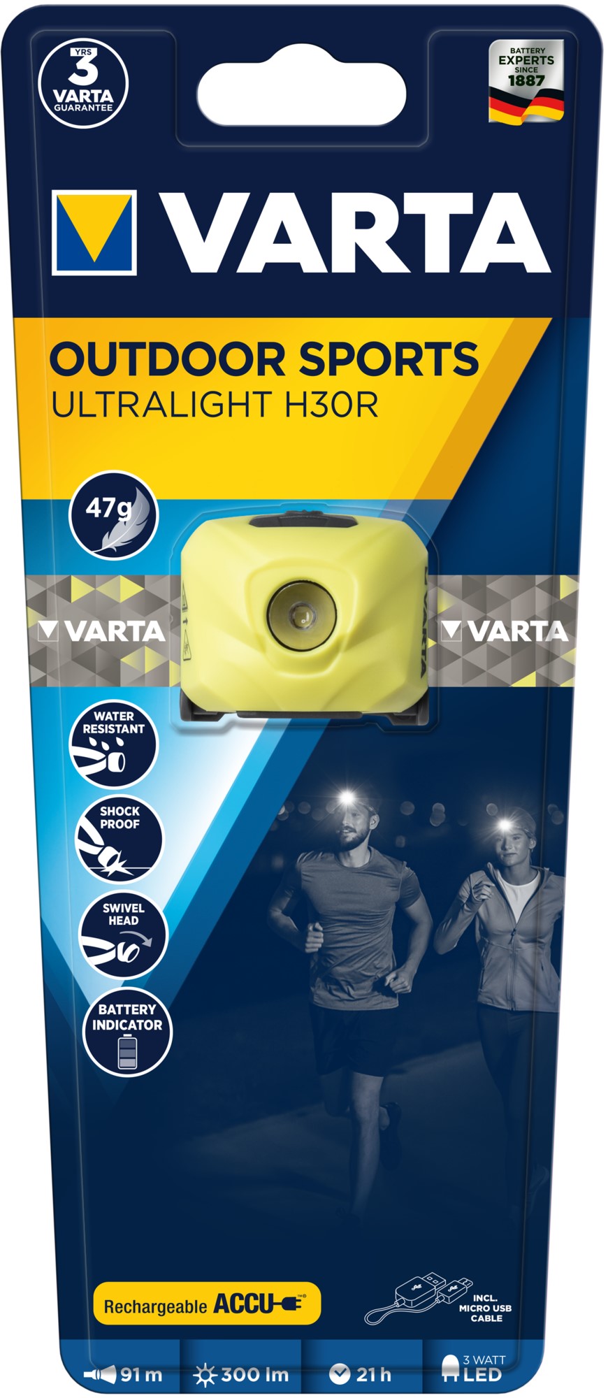 VARTA FRONTALE rechargeable LED lime VARTA