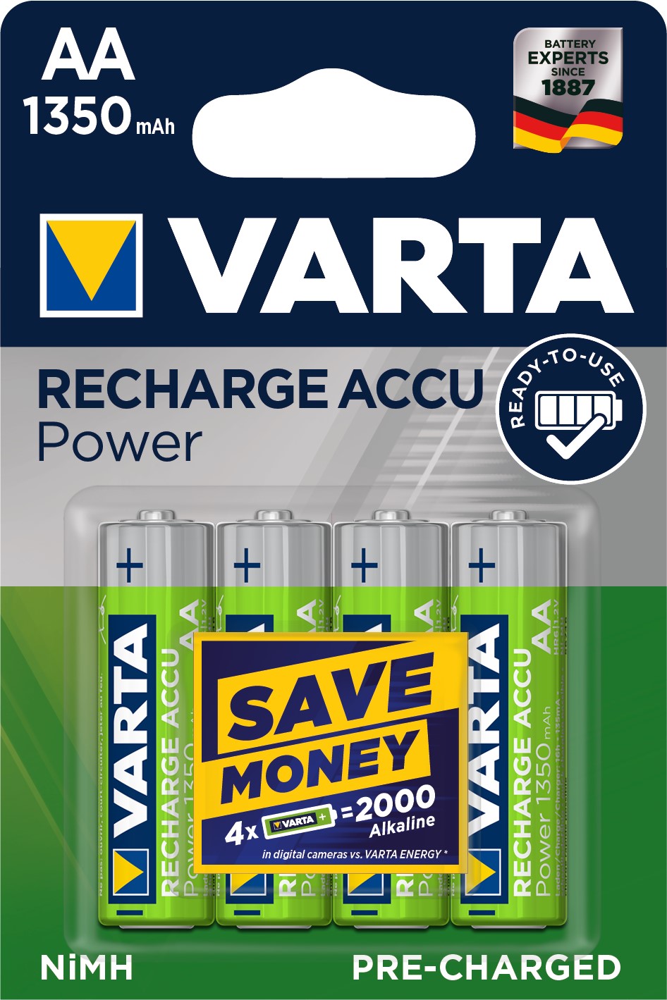 VARTA ACCU POWER LINE AA/R6 x4 1350mAh pré-chargés VARTA