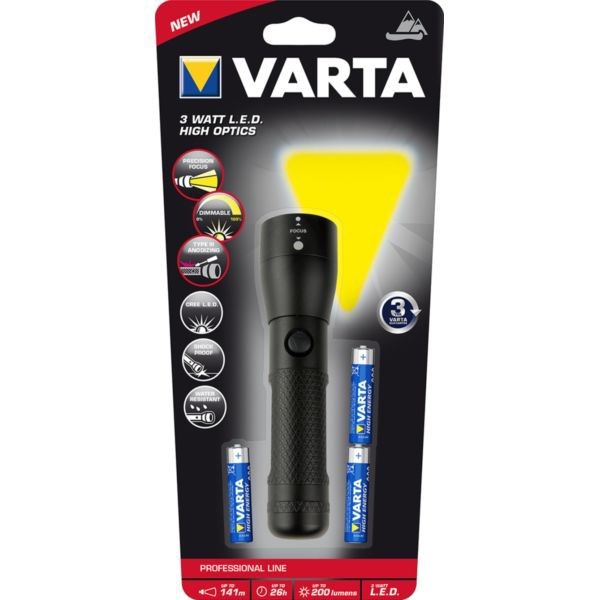 VARTA TORCHE AAA x3 inclues LED Cree 3W aluminium 200lm 141m VARTA